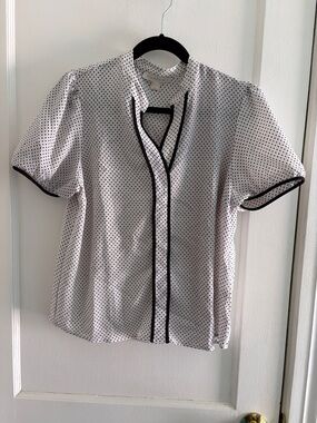 Monteau White Top with Black Polka Dots